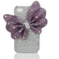 Large-bowknot bling crystal case for iphone 4G - light purple